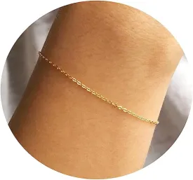 18K Gold Plated Pearl Beaded Chain Cross Bracelets for Women Adjustable Stainless Steel Dainty Thin Gold Box Cuban Twisted Link Chain Bracelet Bridesmaid Jewelry