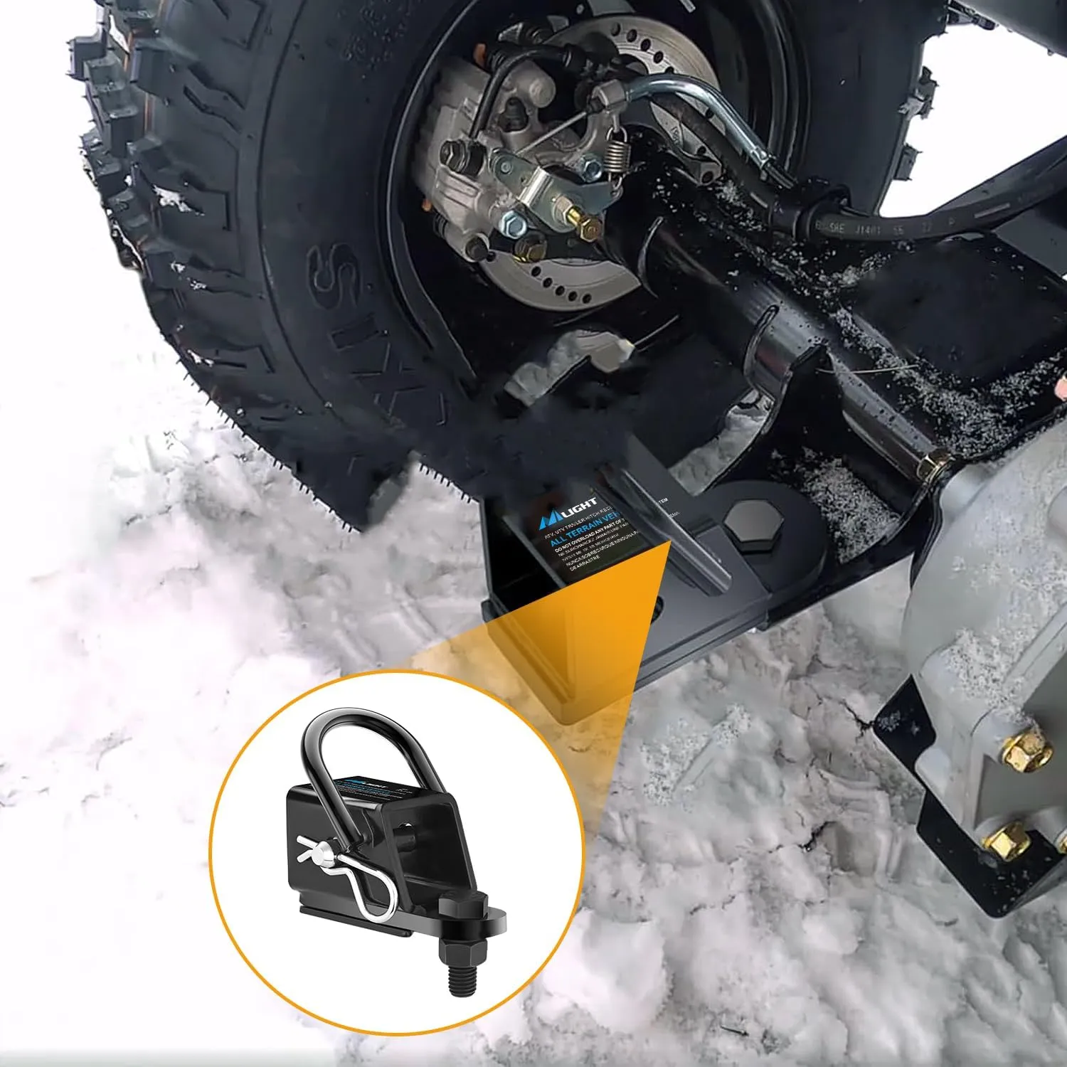 2 Inch Rear Trailer Hitch Receiver Kit for ATV UTV Rear Bumper Tow Hook Black Hitch Cover Kit