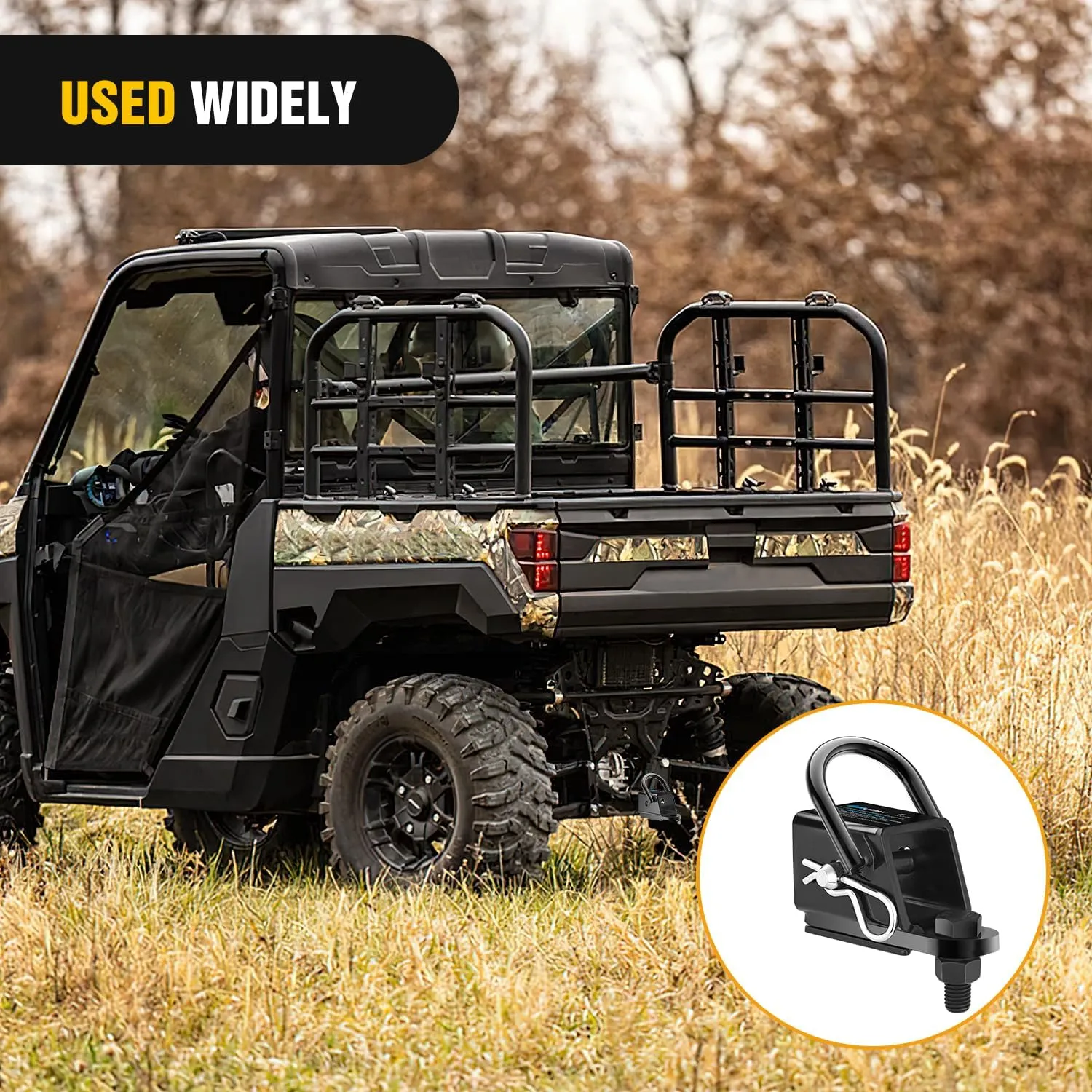 2 Inch Rear Trailer Hitch Receiver Kit for ATV UTV Rear Bumper Tow Hook Black Hitch Cover Kit