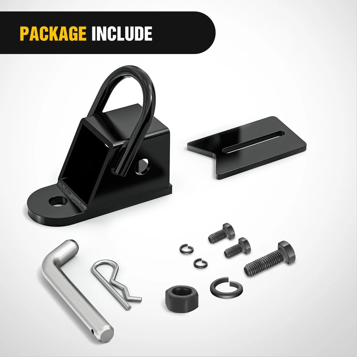2 Inch Rear Trailer Hitch Receiver Kit for ATV UTV Rear Bumper Tow Hook Black Hitch Cover Kit
