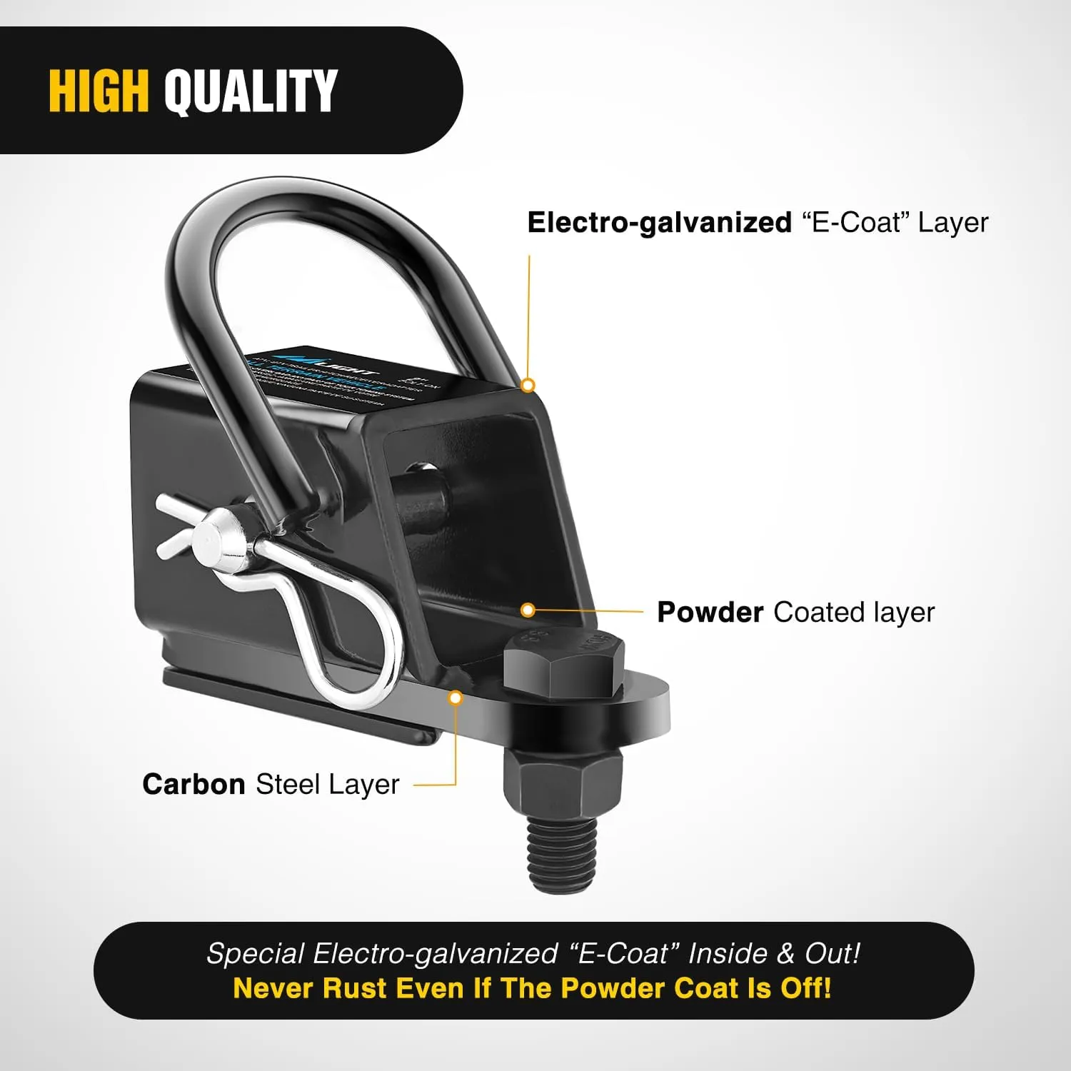2 Inch Rear Trailer Hitch Receiver Kit for ATV UTV Rear Bumper Tow Hook Black Hitch Cover Kit