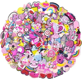 35, 50, 100 Pcs Random Shoe Charms for Girls, Cute PVC Accessories, Lovely Kawaii style Pink Shoe Decoration Charms & Bracelet Wristband Party Gifts