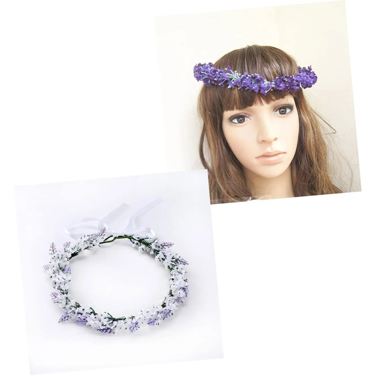 3pcs Lavender Flower Crown Headband Floral Wreath Accessory for Weddings Parties and Vacations Elegant Floral Headpiece with Realistic Appearance