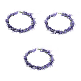 3pcs Lavender Flower Crown Headband Floral Wreath Accessory for Weddings Parties and Vacations Elegant Floral Headpiece with Realistic Appearance