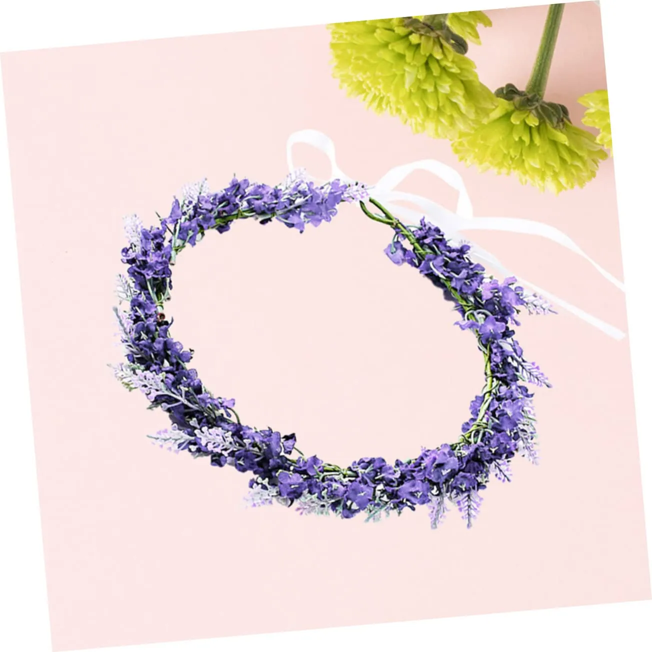 3pcs Lavender Flower Crown Headband Floral Wreath Accessory for Weddings Parties and Vacations Elegant Floral Headpiece with Realistic Appearance