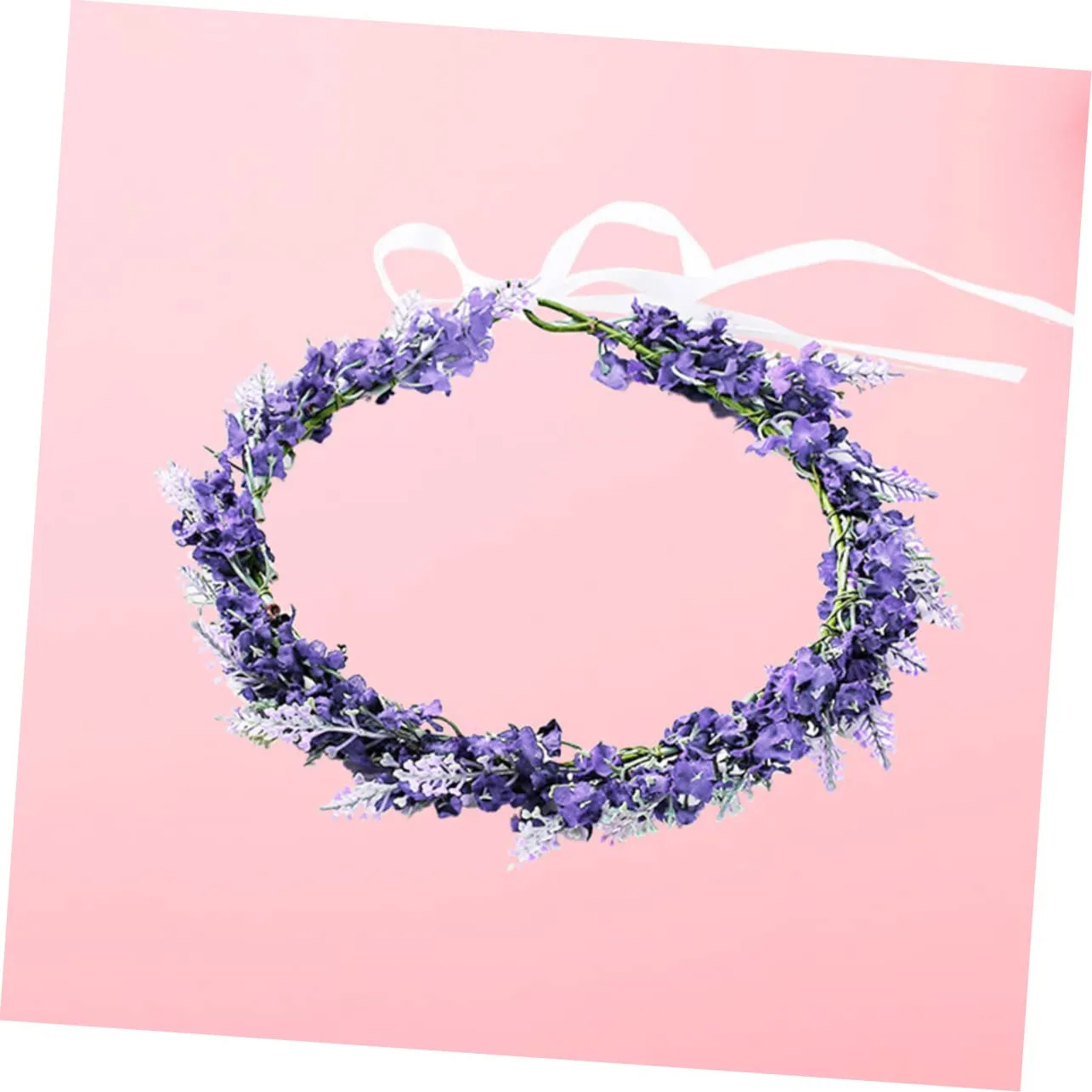 3pcs Lavender Flower Crown Headband Floral Wreath Accessory for Weddings Parties and Vacations Elegant Floral Headpiece with Realistic Appearance