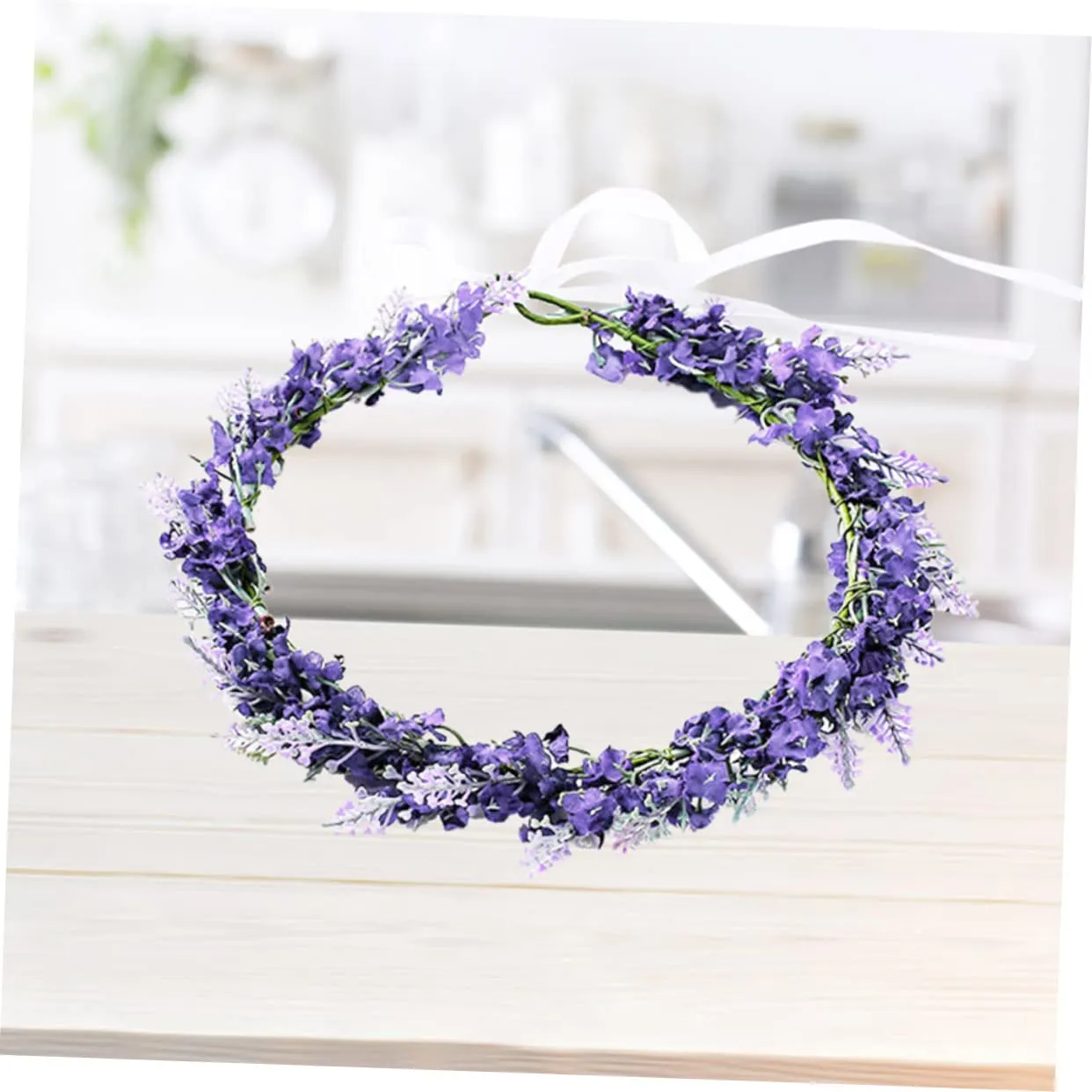 3pcs Lavender Flower Crown Headband Floral Wreath Accessory for Weddings Parties and Vacations Elegant Floral Headpiece with Realistic Appearance