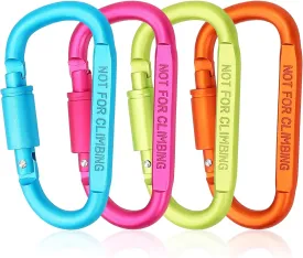 4 Pack Carabiner Clip, 3 inch Aluminum D-Ring Shape Locking Carabiners, Snap Hook Sport Accessories for Outdoor Camping Hiking