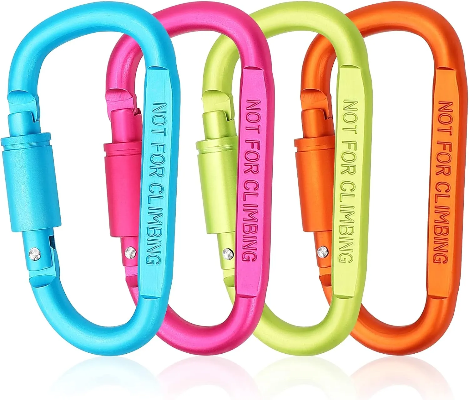 4 Pack Carabiner Clip, 3 inch Aluminum D-Ring Shape Locking Carabiners, Snap Hook Sport Accessories for Outdoor Camping Hiking