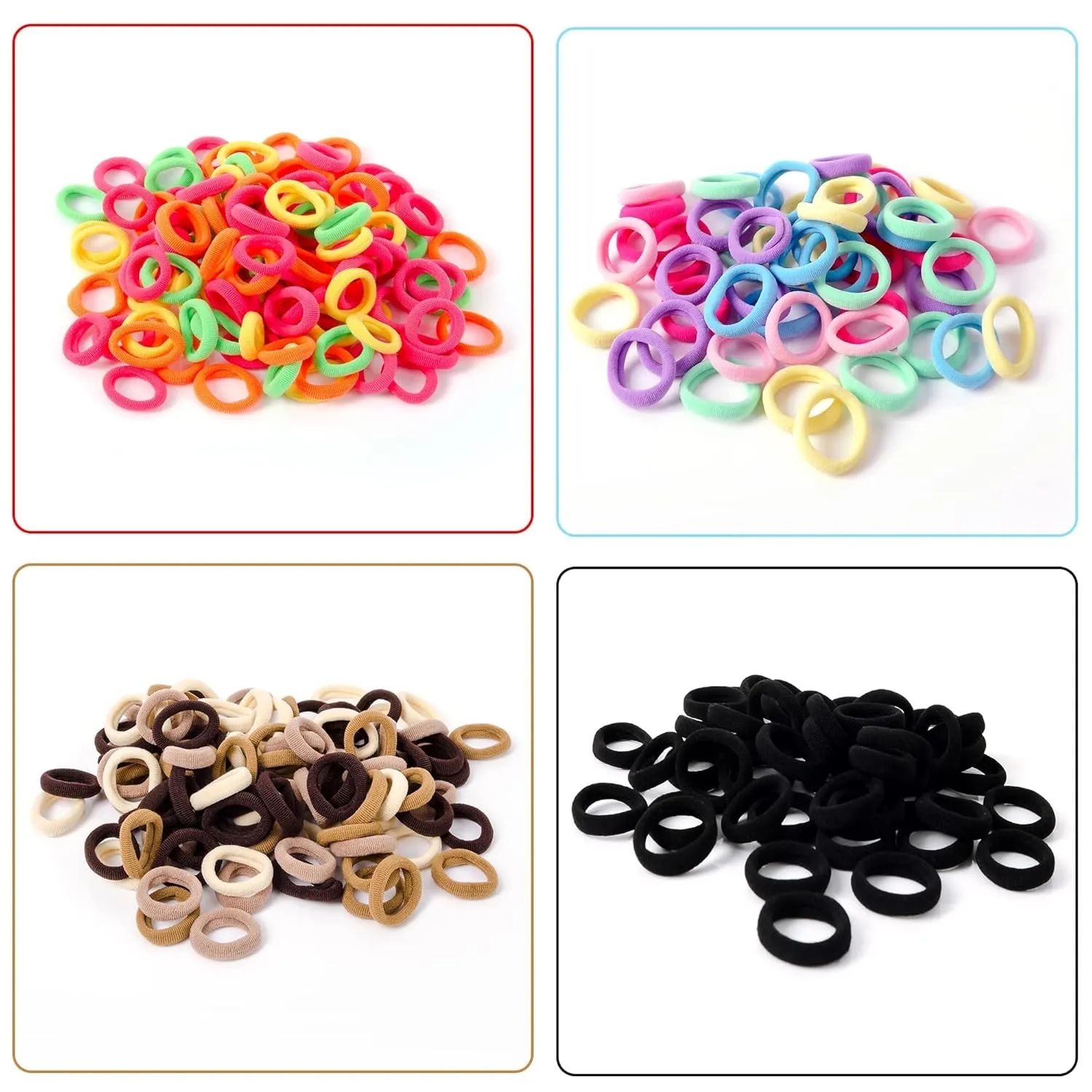 400PCS Baby Toddler Hair Ties, Elastic Hair Rubber Bands for Girls, 17 Colors Candy Cotton Toddler Hair Accessories, Small Soft Seamless Ponytail Holders for Kids TIZZ