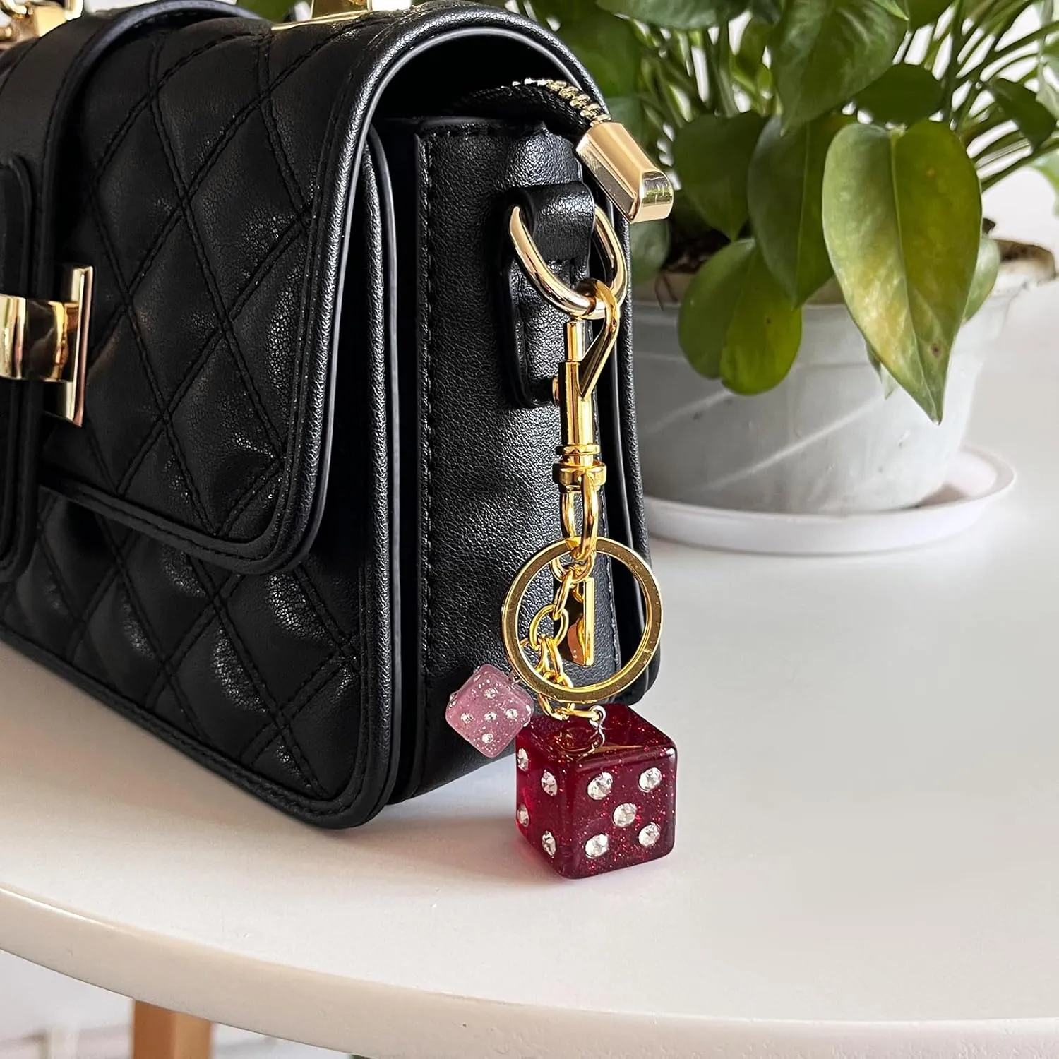 8 Ball Dice Charm Keychain - Cute Bag Purse Handbag Accessories - Y2K Aesthetic Key Chain for Women Men