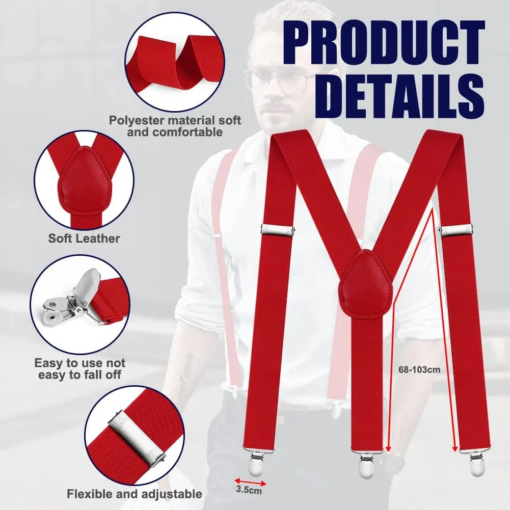 AOMIG Men's Braces with Strong Metal Clips, 3.5cm Wide Heavy Duty Suspenders