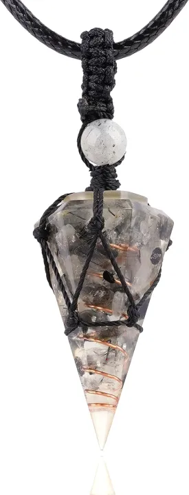 ASGIFT 6 Facet Point Crystal Necklace Lucky Healing Stone Chakra Pendant with Adjustable Rope Natural Quartz Yoga Spiritual Necklaces Jewelry for Men Women