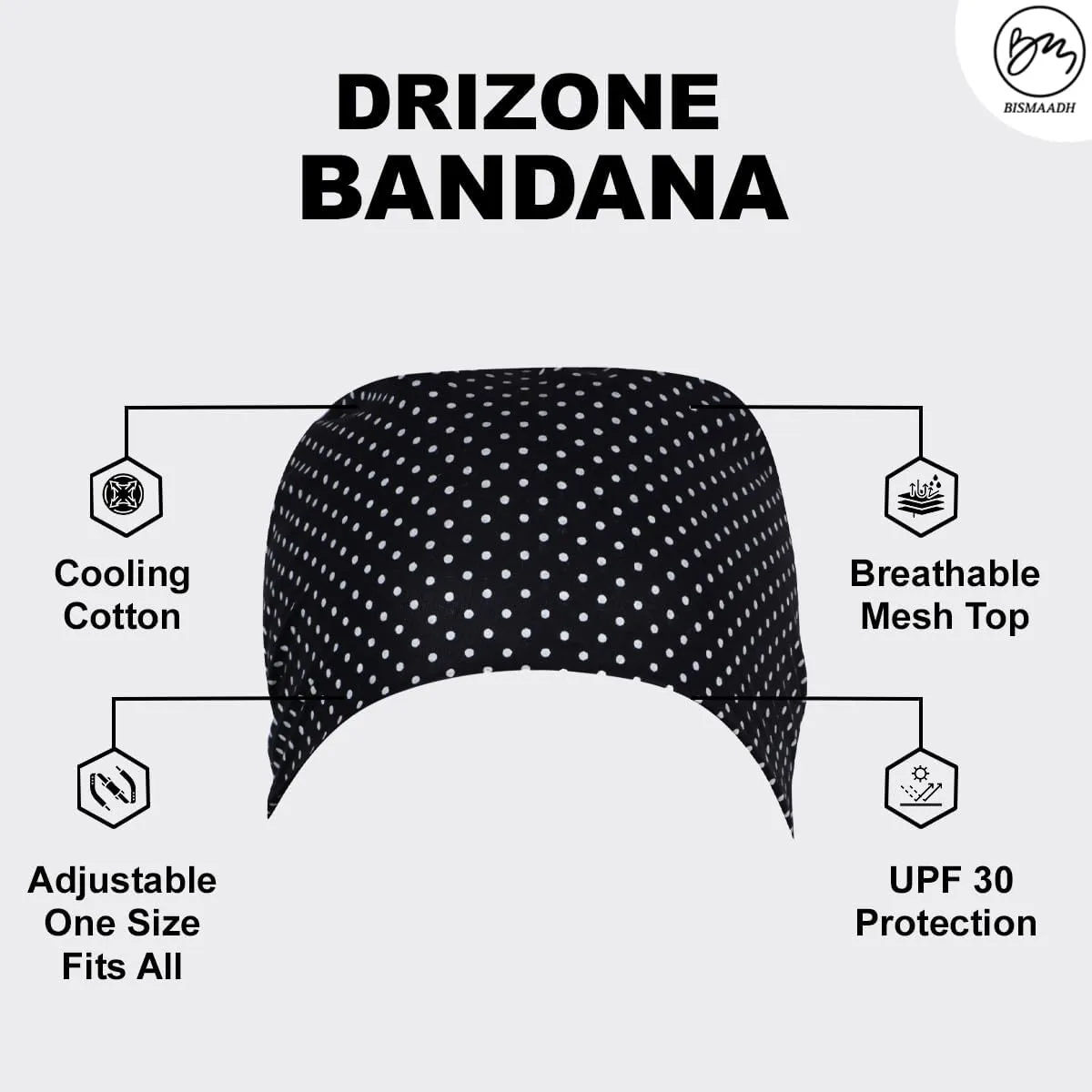 BISMAADH Bamboo Cotton Polka Dot Printed Patka Durag Headcover Skull Cap