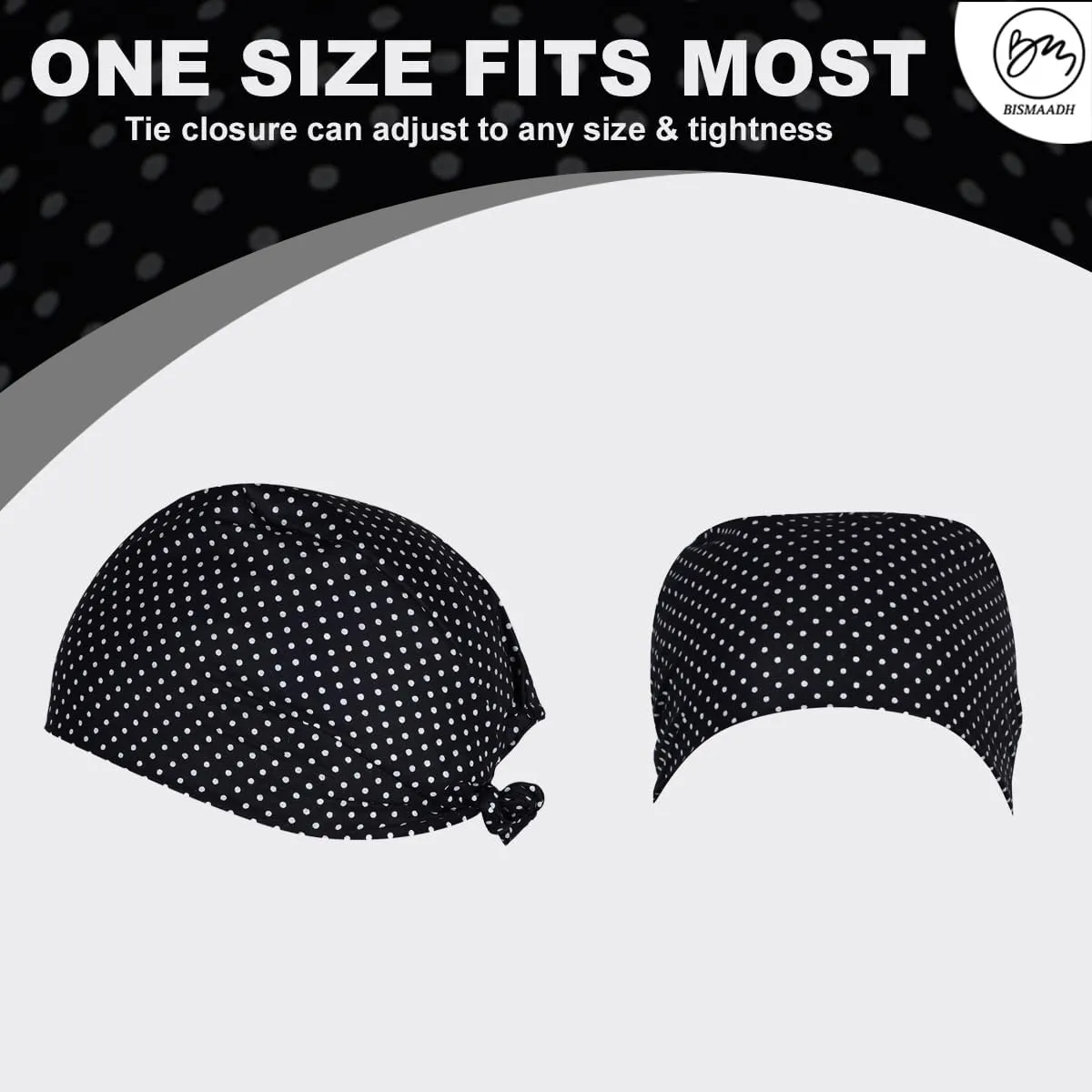 BISMAADH Bamboo Cotton Polka Dot Printed Patka Durag Headcover Skull Cap