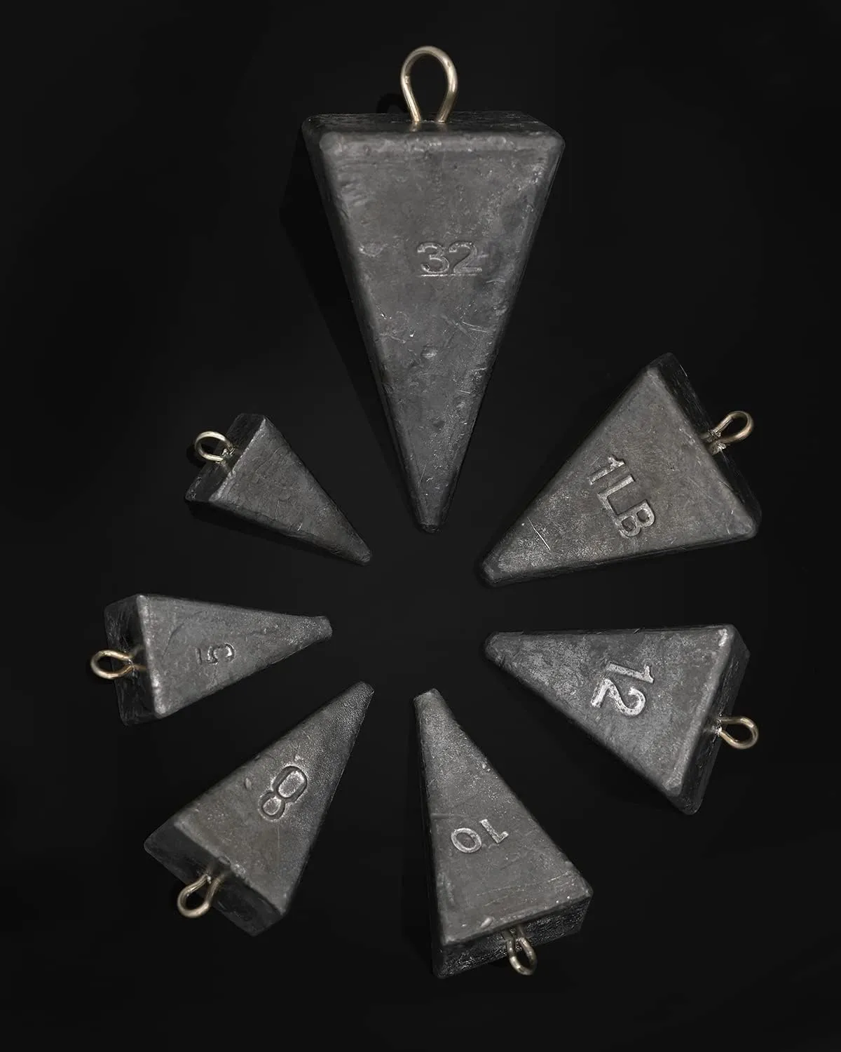 BLUEWING Pyramid Sinkers Lead Fishing Weights 1oz,2oz,3oz,5oz,8oz,10oz,12oz,16oz,32oz for Saltwater