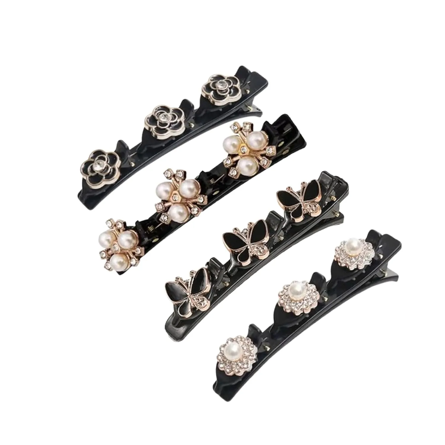 Braided Hair Clips for Woman, Sparkling Crystal Stone Braided Hair Clips Hair Accessories Decorative Hair Pins for Styling Hair Barrettes for Women Birthday Anniversary Christmas Gifts (4 PCS)