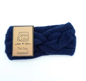 Cable Knot Front Headband - Navy