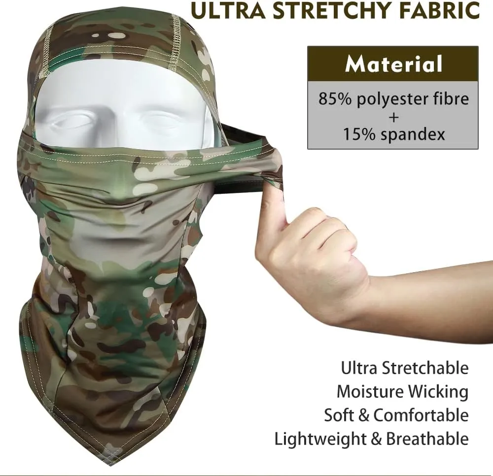 Camo Balaclava Face Shiesty Ski Mask,UV Protection Ice Silk Neck Gaiter Sun Hood for Men Women Motorcycle Cycling