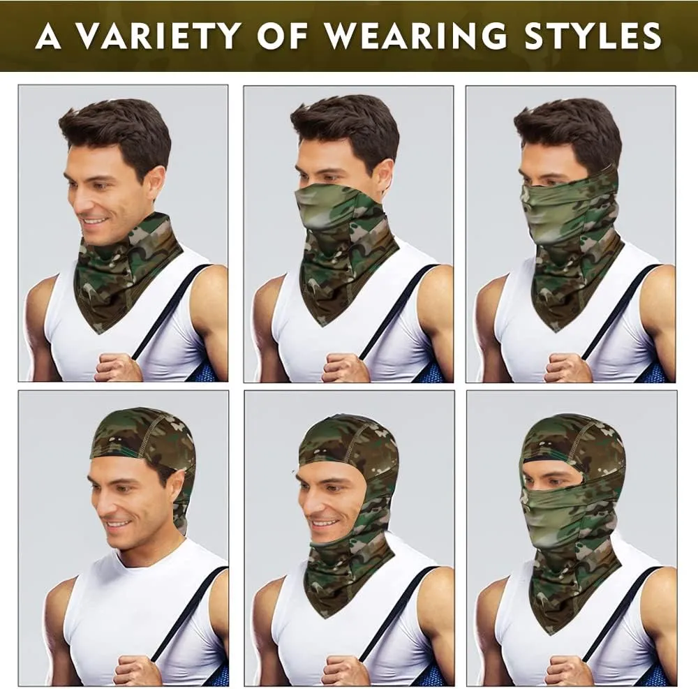 Camo Balaclava Face Shiesty Ski Mask,UV Protection Ice Silk Neck Gaiter Sun Hood for Men Women Motorcycle Cycling