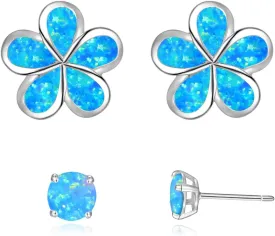 CiNily Gold Plated Flower Shaped Opal Hypoallergenic Stud Earrings Flower Dangle Drop Earrings Jewelry Gift for Women Girls Gemstone Earrings