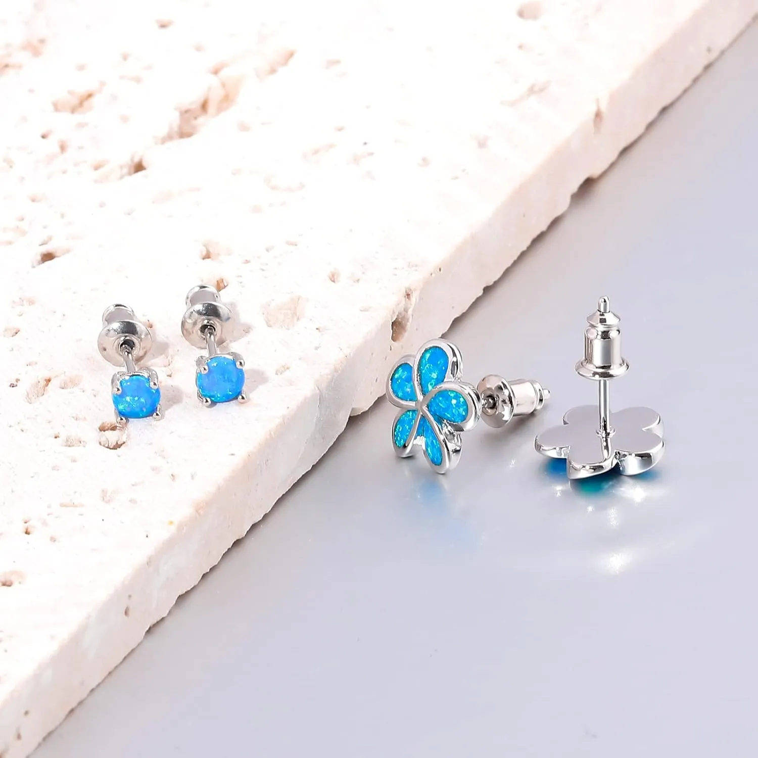 CiNily Gold Plated Flower Shaped Opal Hypoallergenic Stud Earrings Flower Dangle Drop Earrings Jewelry Gift for Women Girls Gemstone Earrings
