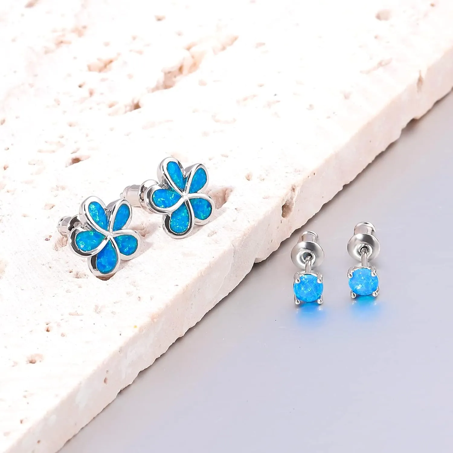 CiNily Gold Plated Flower Shaped Opal Hypoallergenic Stud Earrings Flower Dangle Drop Earrings Jewelry Gift for Women Girls Gemstone Earrings