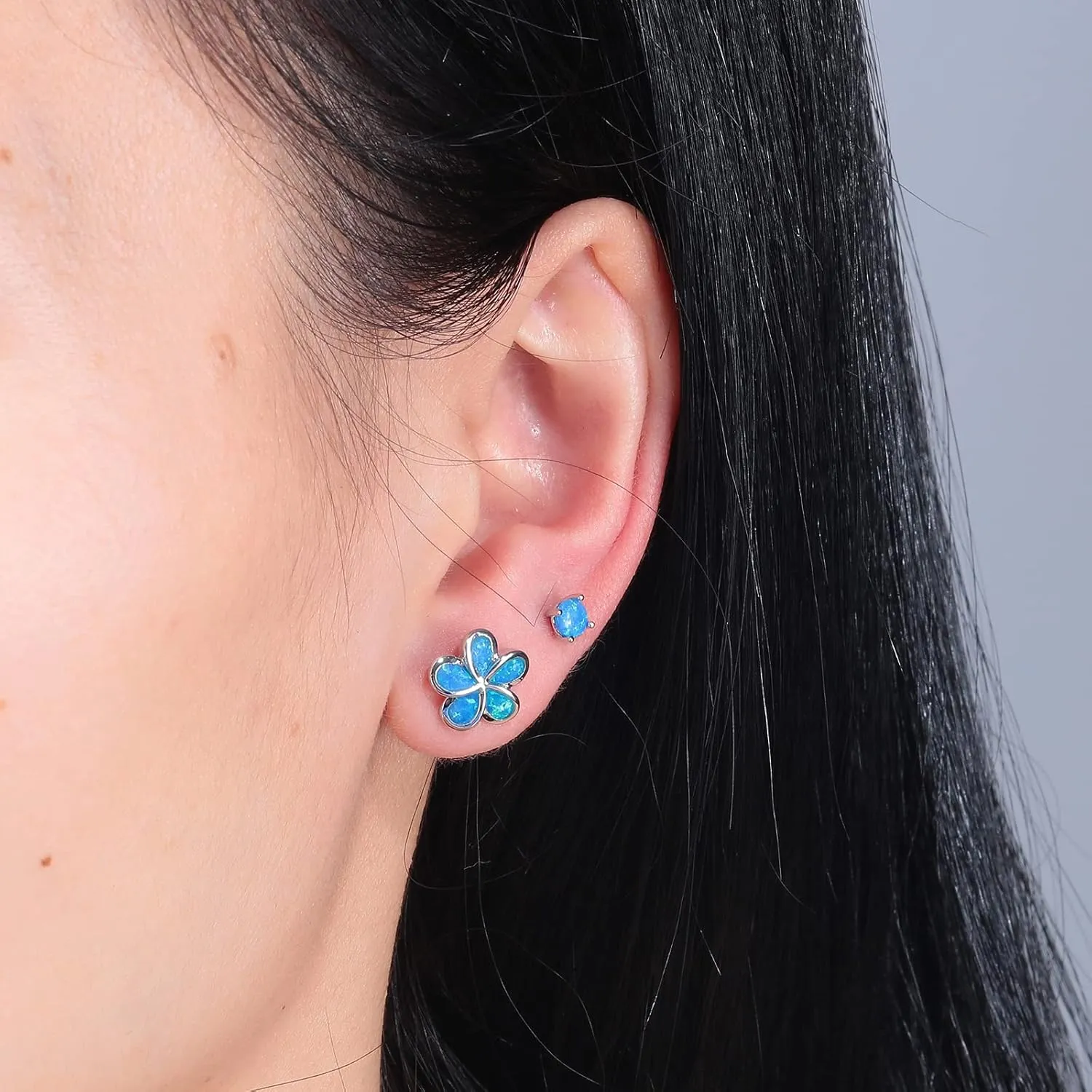 CiNily Gold Plated Flower Shaped Opal Hypoallergenic Stud Earrings Flower Dangle Drop Earrings Jewelry Gift for Women Girls Gemstone Earrings