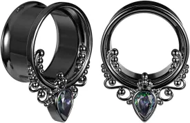 COOEAR 1 Pair Surgical Steel Ear Gauges Double Flared Seashell Ear Tunnels and Plugs Earrings Stretcher.