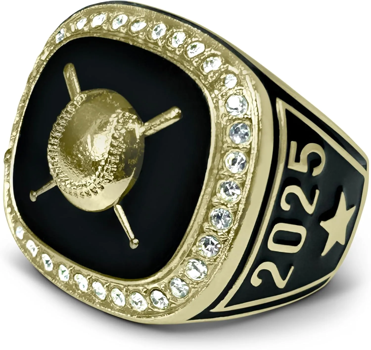 Express Medals 2025 Champion Baseball Trophy Ring in Sizes 6 to 11 with Award Display Stand Trophies