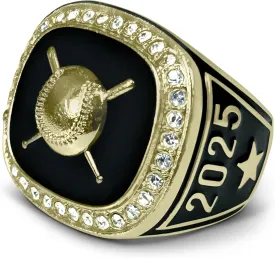 Express Medals 2025 Champion Baseball Trophy Ring in Sizes 6 to 11 with Award Display Stand Trophies