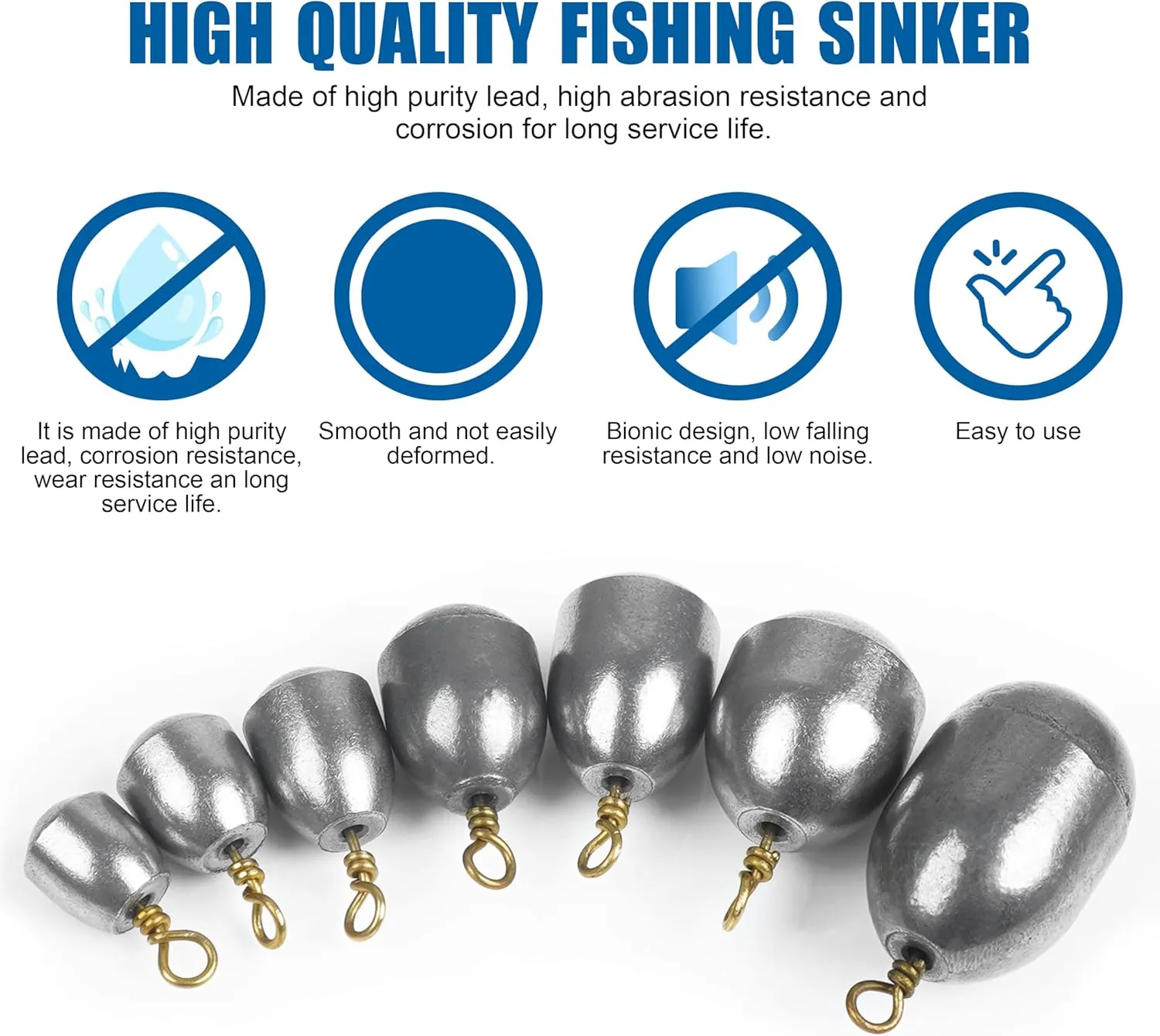 Fishing Weights Sinker,10/20pcs Bass Casting Sinker Weights Iron Weights Bell Sinkers Catfish Weights with Ring Water Drop Fishing Weight Sinkers for Saltwater Freshwater