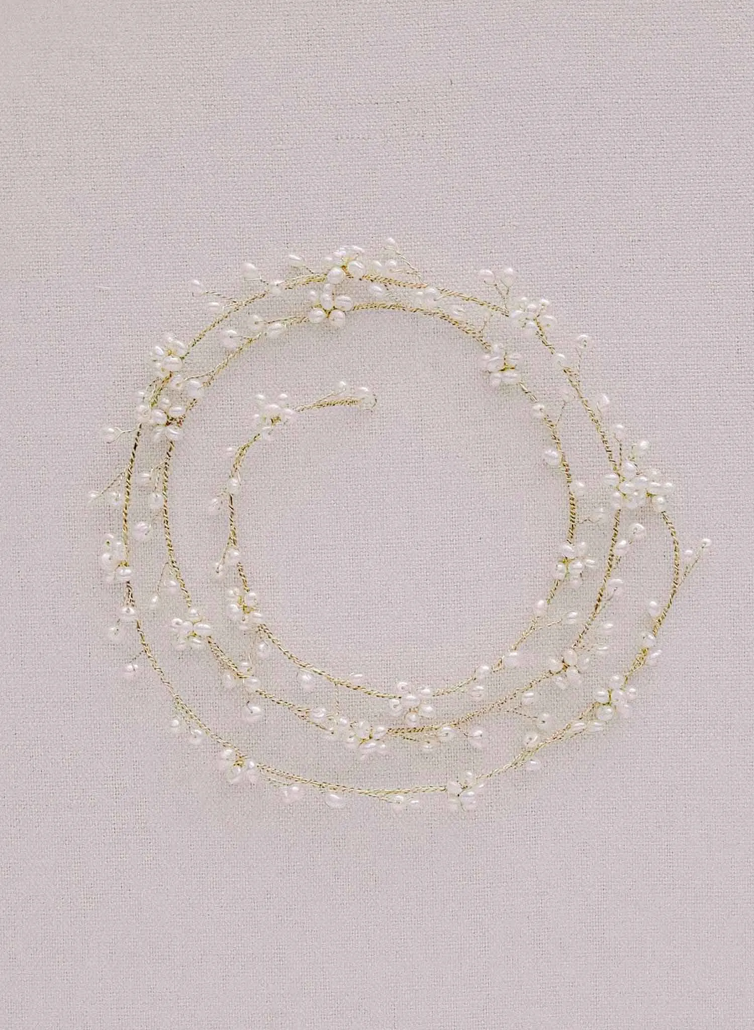 Freshwater pearl daisy chain hair vine, extra long - Style #2137