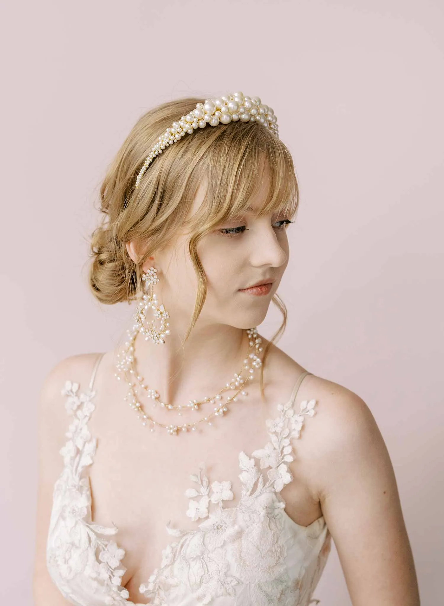 Freshwater pearl daisy chain hair vine, extra long - Style #2137