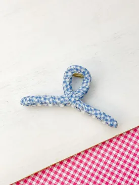Gingham Claw Hair Clip - Blue