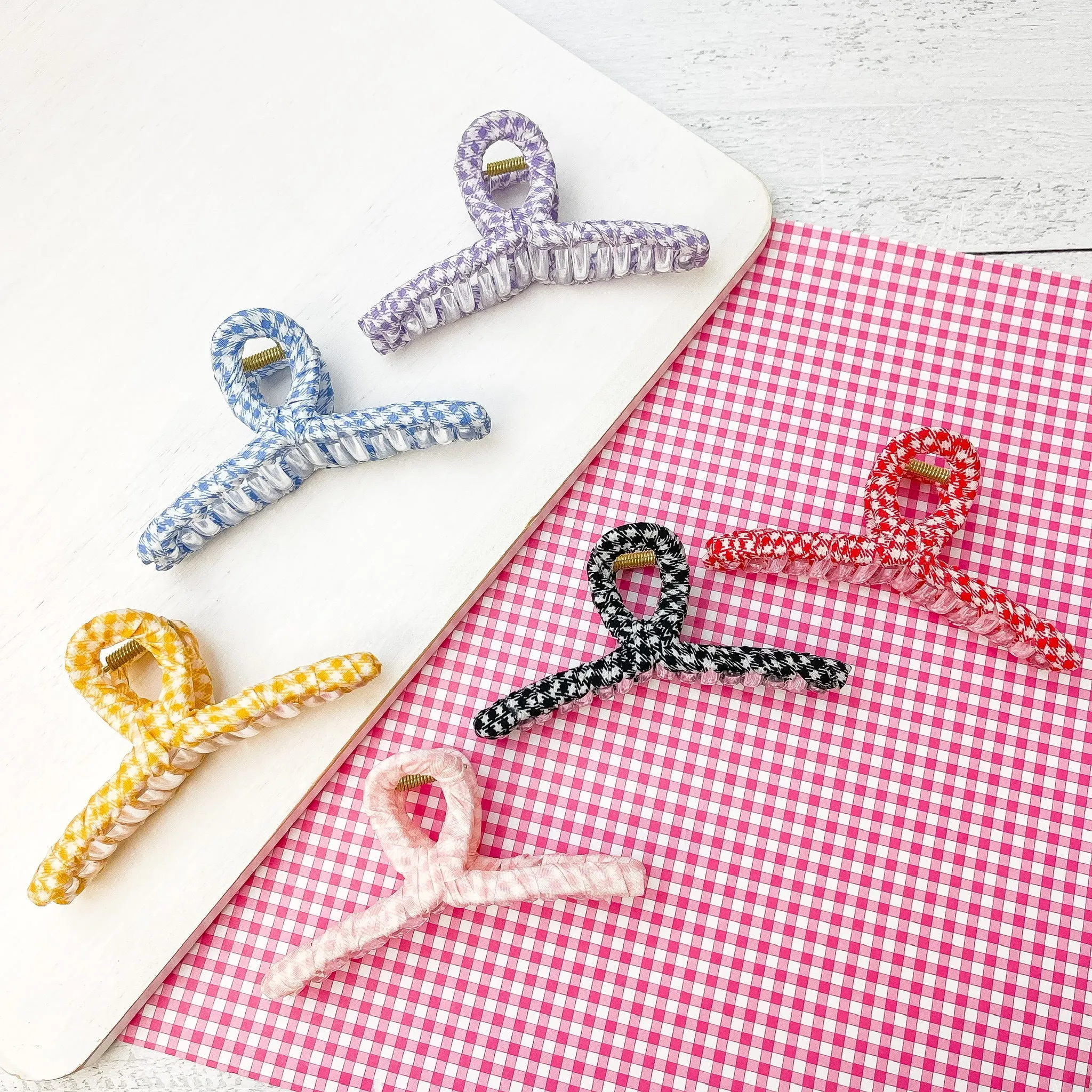 Gingham Claw Hair Clip - Blue