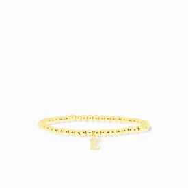 gold brass initial charm ball bracelet
