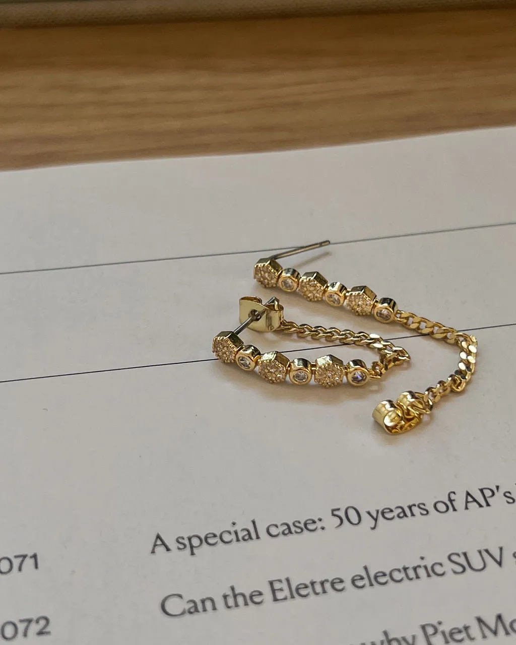 Hex Pave Chain Studs- Silver