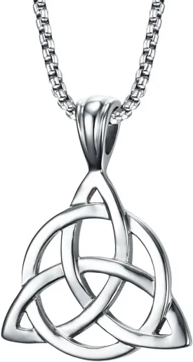 Hisatan Celtic Knot Cross Necklace for Men, Stainless Steel Religious Infinity Love Pendant Necklaces Irish Celtics jewelry for Men, 24''