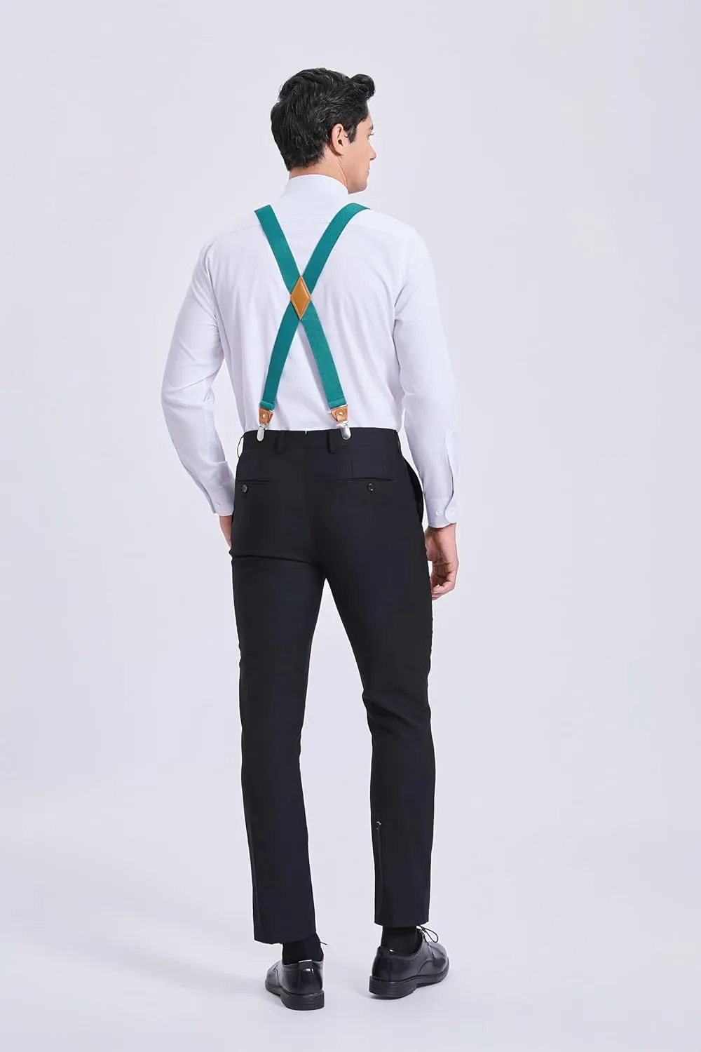 HISDERN Bow Tie and Suspenders for Men Elastic X-Back Suspender and Bowtie Set Adjustable Braces for Wedding Tuxedo