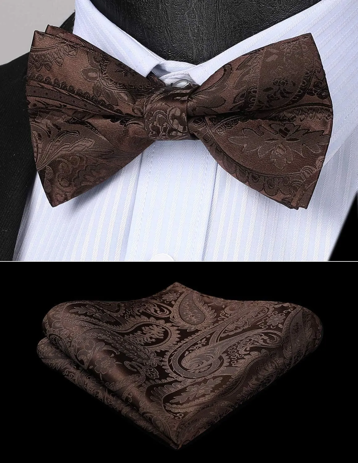 HISDERN Bow Tie and Suspenders for Men Elastic X-Back Suspender and Bowtie Set Adjustable Braces for Wedding Tuxedo