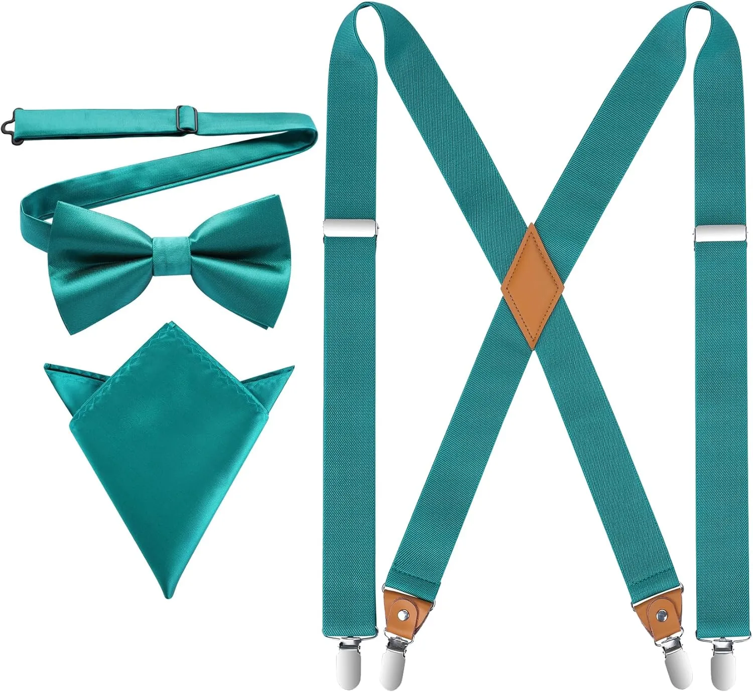 HISDERN Bow Tie and Suspenders for Men Elastic X-Back Suspender and Bowtie Set Adjustable Braces for Wedding Tuxedo