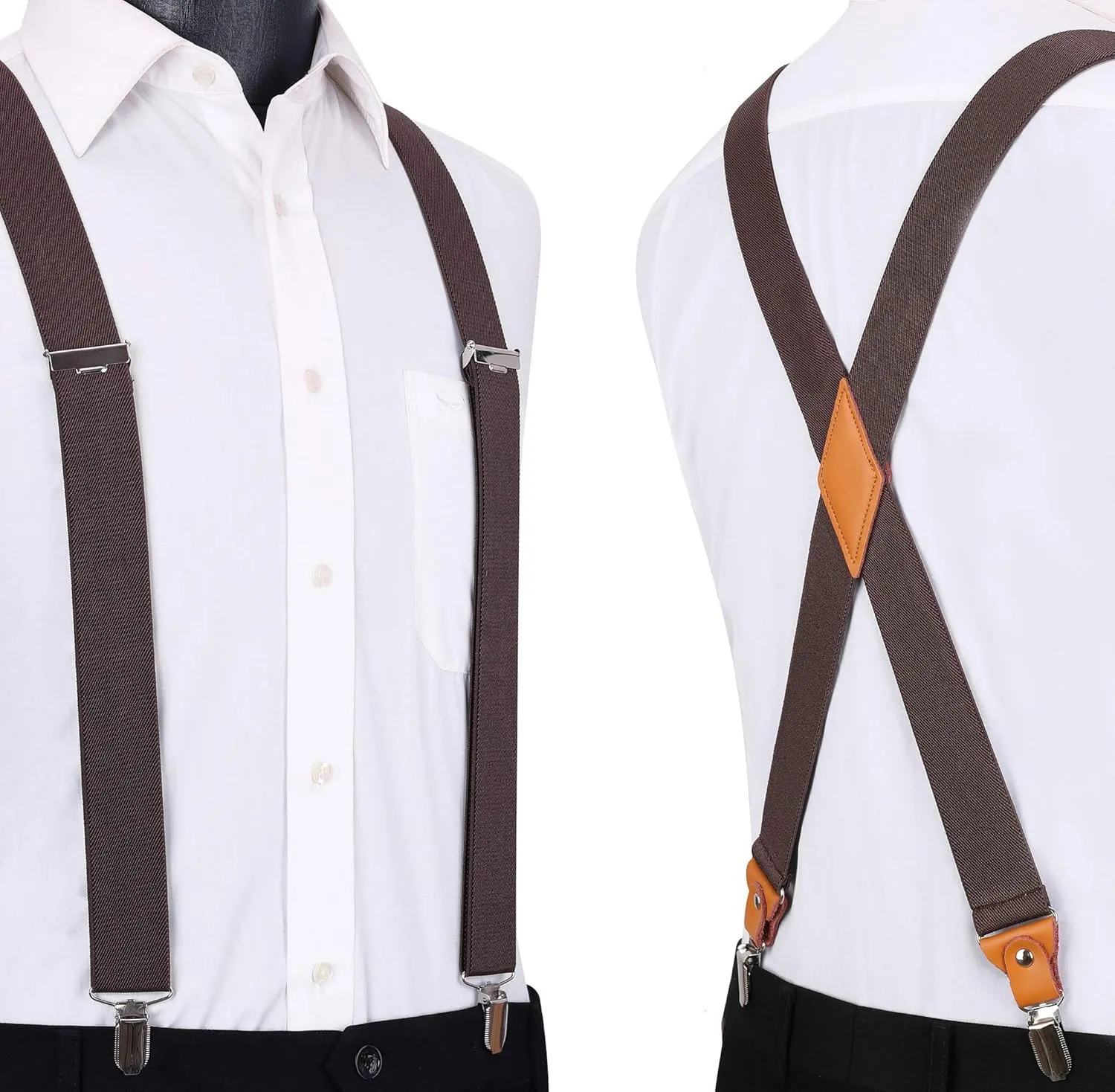 HISDERN Bow Tie and Suspenders for Men Elastic X-Back Suspender and Bowtie Set Adjustable Braces for Wedding Tuxedo