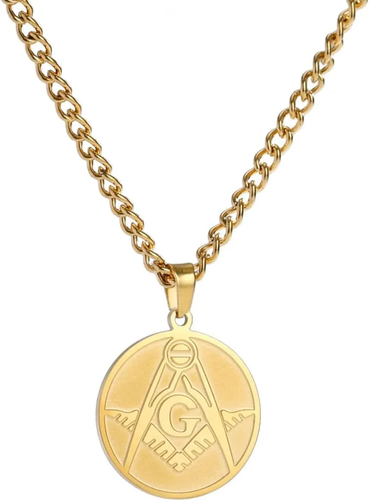 Jude Jewelers Stainless Steel Masonic Emblem Freemason Biker Statement Party Pendant Necklace