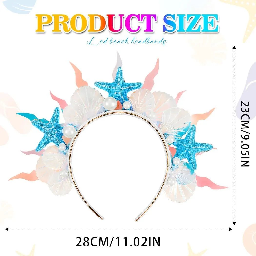 Kilshye Light Up Starfish Headband LED Shell Mermaid Headpiece Costume Hair Accessories for Girls