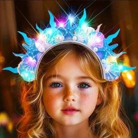 Kilshye Light Up Starfish Headband LED Shell Mermaid Headpiece Costume Hair Accessories for Girls