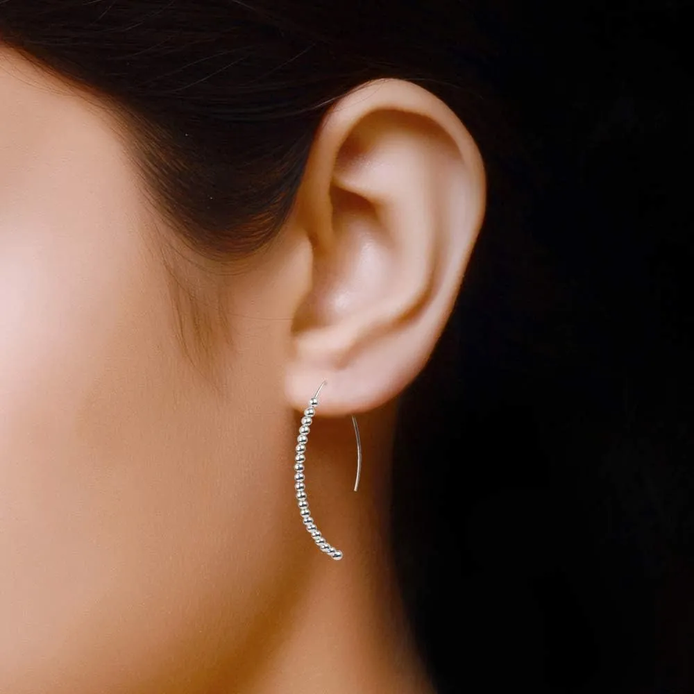 LeCalla 925 Sterling Silver Wire Threader Earrings for Women Teen