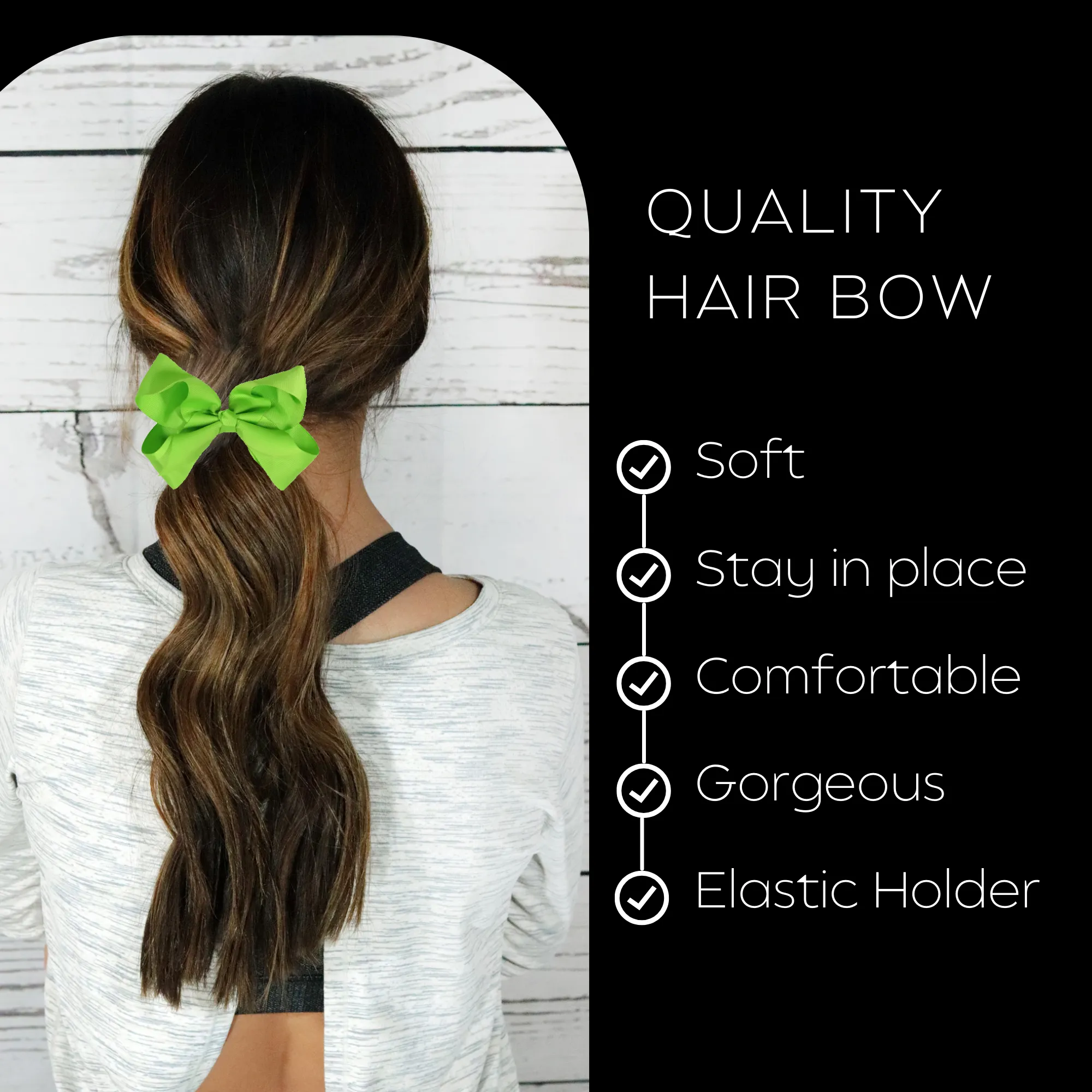 Lime Classic Hair Bows - 10 Pack
