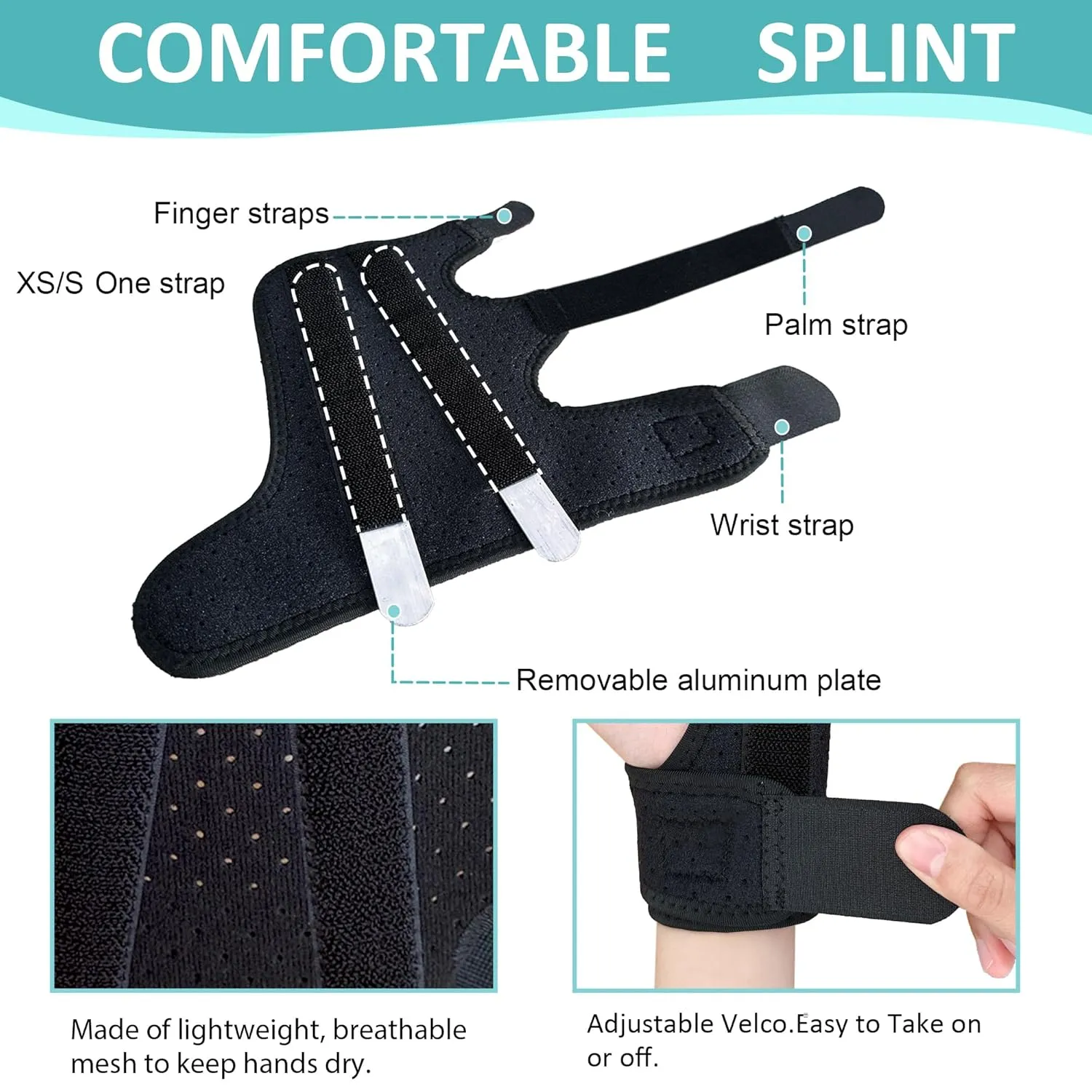 Metacarpal Finger Splint Hand Brace - Pinky Ring Finger Immobilizer For Boxer Fractures -Fit for Both Left or Right Hand (X-Small)