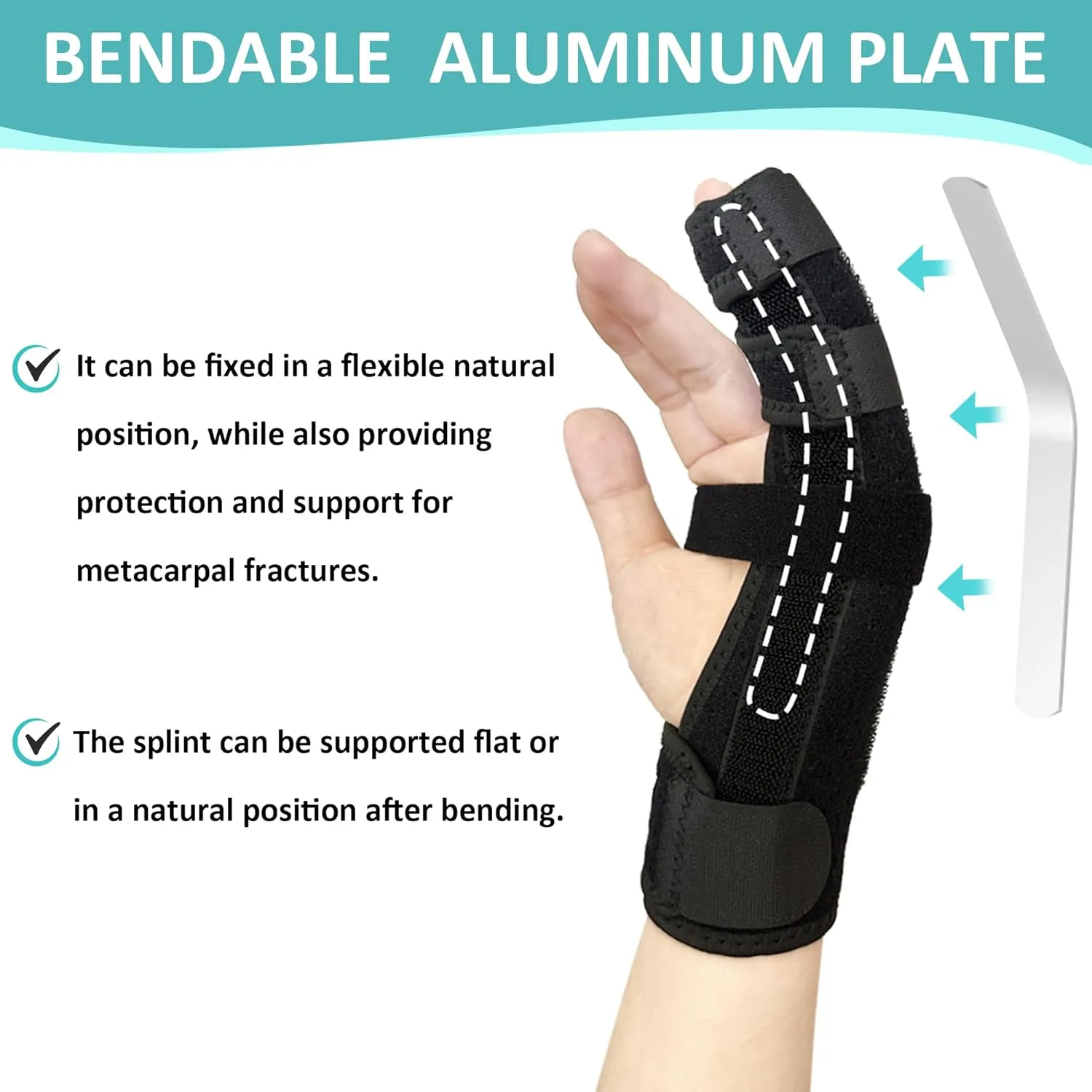 Metacarpal Finger Splint Hand Brace - Pinky Ring Finger Immobilizer For Boxer Fractures -Fit for Both Left or Right Hand (X-Small)